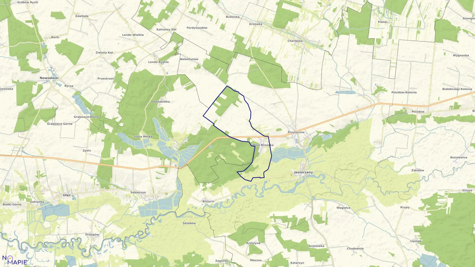 Mapa obrębu 11-WOLA BLIZOCKA w gminie Jeziorzany